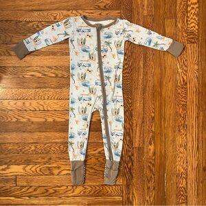 Kids One Piece Bamboo Pajama with Surf Print